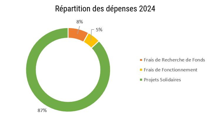 répartitions des dépenses 2024 de la Fondation Terre Solidaire